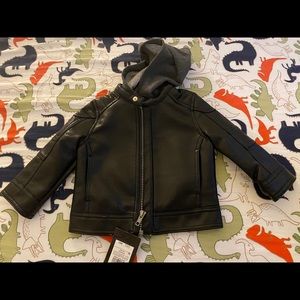 NWT Toddler Leather jacket with Hood
